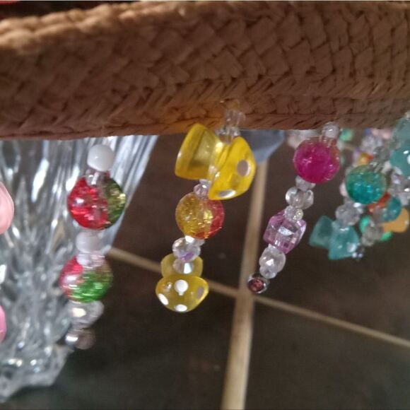 FESTIE STRAW HAT! One-of-a-kind,UV Reactive hanging Mushrooms, silk florals. - Picture 5 of 10